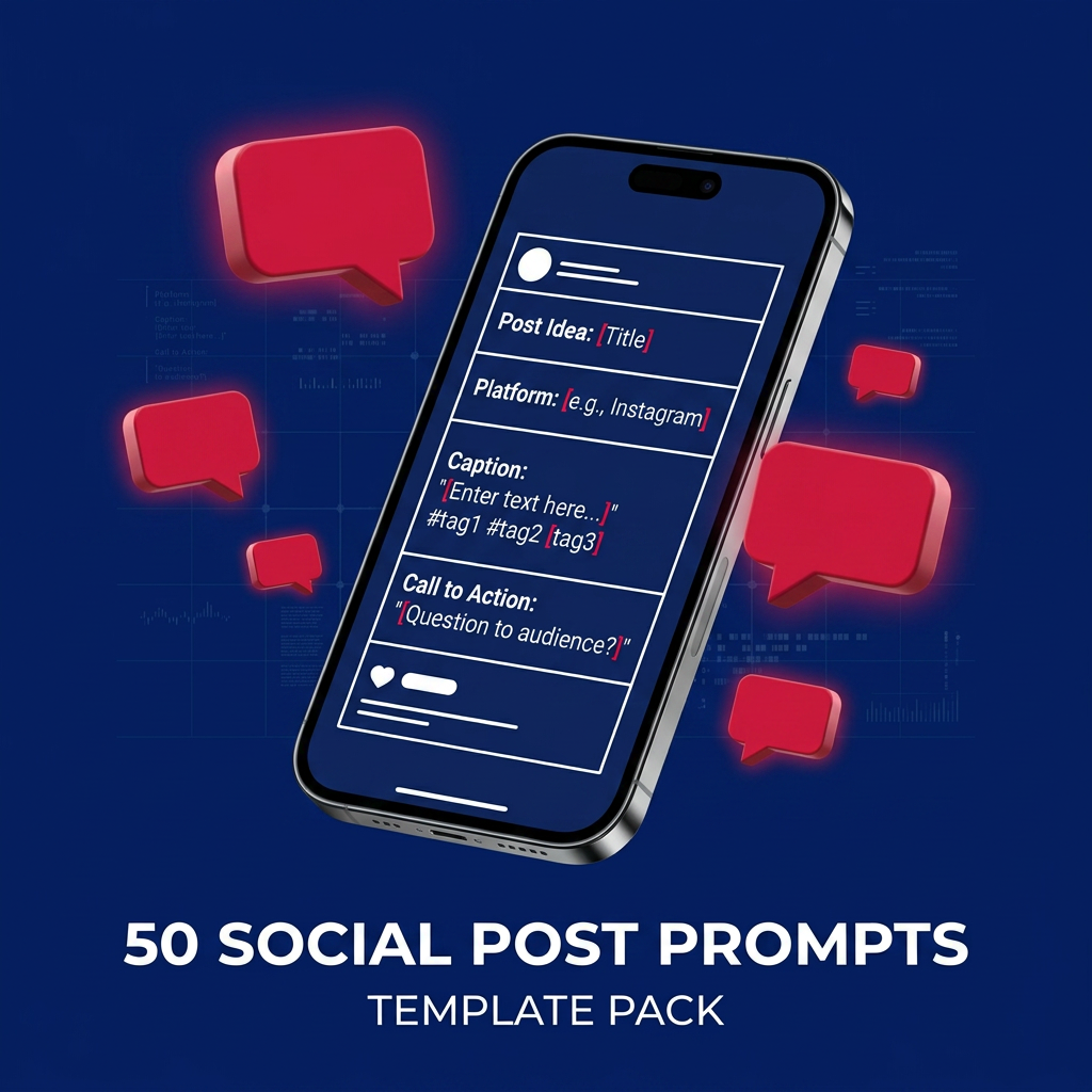 50 Social Post Prompts for Creators — Fill In the Blanks. Hit Publish. Repeat.